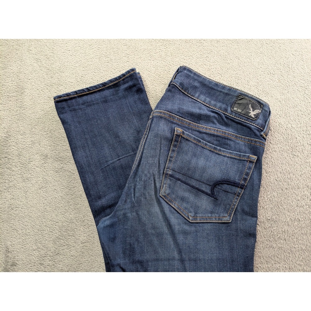 American Eagle Artist Crop Super Stretch Jeans Blue Medium Wash Size 8 Regular